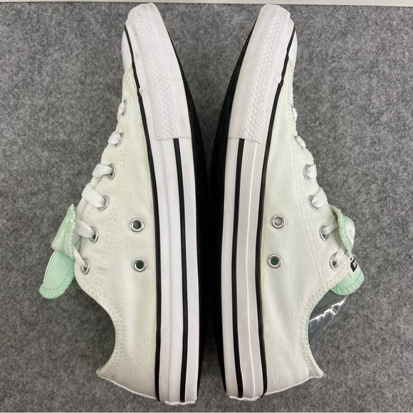 Converse Double Tongue White Low Tops With Mint Green Floral Accents Size 5 - Picture 6 of 13